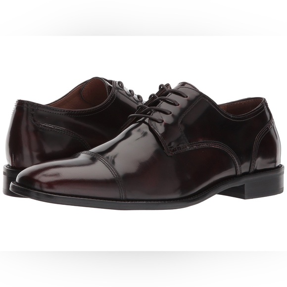 NWOB Johnston & Murphy Knowland Cap Toe Burgundy Leather Dress Shoe